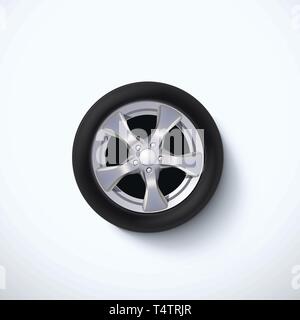 car wheel lying on white Stock Vector