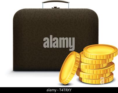 case iwth golden coins Stock Vector