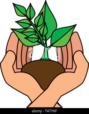 hands protected leafs plant ecology icon Stock Vector Image & Art - Alamy