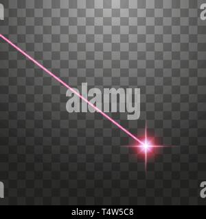 Abstract red laser beam. Isolated on transparent black background. Vector illustration Stock Vector