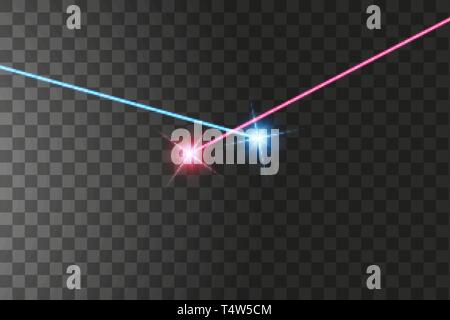 The light of the collision of two forces with red and blue light. An outburst of two stars Stock Vector