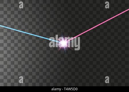 The light of the collision of two forces with red and blue light. An outburst of two stars Stock Vector