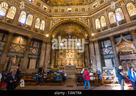 FLORENCE, ITALY, OCTOBER 24, 2015 : interiors and architectural details of Baptistery of saint John, october 24, 2015 in Florence, Italy Stock Photo