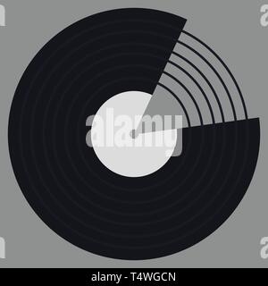 Vinyl record in flat style. Vector illustration on color background. Stock Vector