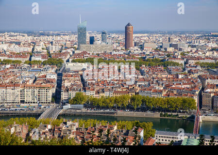 Aerial view of Lyon city in France Stock Photo