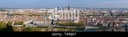 Panoramic view of Lyon city in France