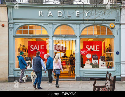 People shopping in the sales at high street fashion retailer Radley handbags shop / store in Cheltenham Gloucester England  UK Stock Photo