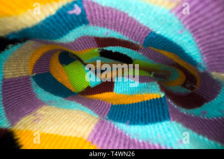 Inside the sock. Colourful macro shot of an inside of sock tecture Stock Photo