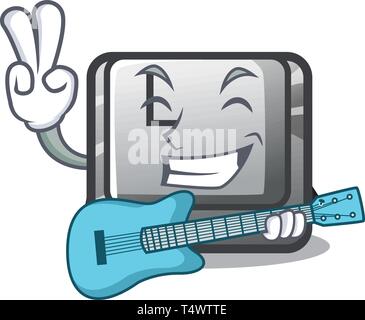 With guitar button L isolated in the cartoon Stock Vector