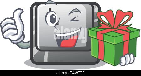 With gift button L isolated in the cartoon Stock Vector
