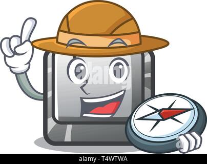 Explorer button L isolated in the cartoon Stock Vector
