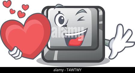 With heart button L isolated in the cartoon Stock Vector