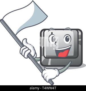 With flag button L on a game cartoon Stock Vector