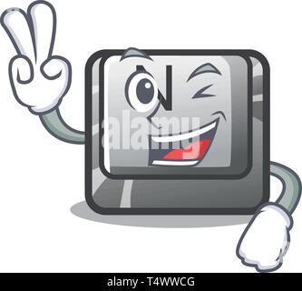 Two finger button N isolated with the cartoon Stock Vector