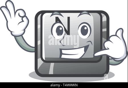 Call me button N in the cartoon shape Stock Vector