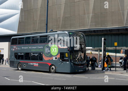 National Express West Midlands Platinum X1 bus, Moor Street, Birmingham, UK Stock Photo