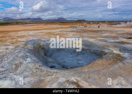 Mudpot in Hverir area also called Hverarond near Reykjahlid town in the north of Iceland Stock Photo