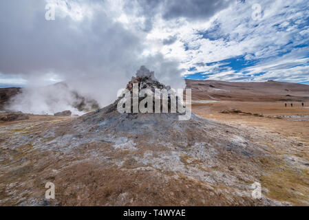 Hverir boiling mud area also called Hverarond near Reykjahlid town in the north of Iceland Stock Photo