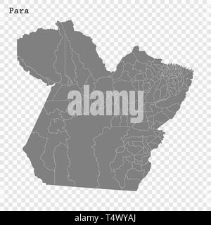 High Quality map of Para is a state of Brazil, with borders of the municipalities Stock Vector