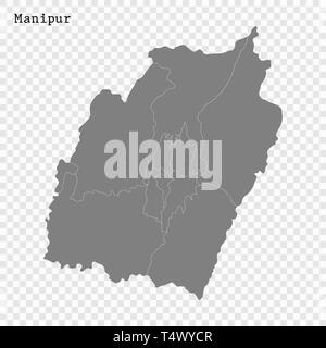 Manipur State Map map of Manipur is a state of India with borders districts Stock Vector ...