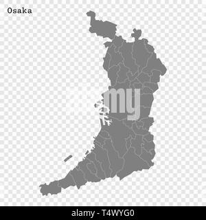 osaka prefecture administrative and political map with flag Stock ...