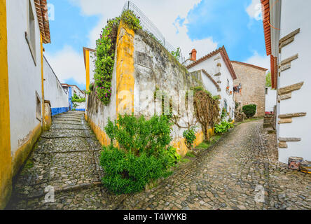 Walking around the Old Town of Obidos. Portugal Stock Photo