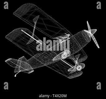 retro airplane isolated on black background Stock Photo