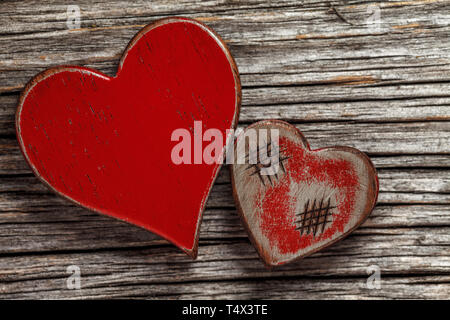 Bright Red Rustic Red heart Stock Photo