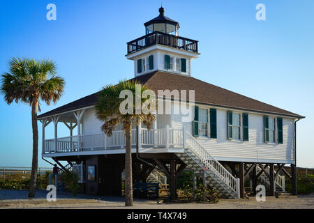 The  historical Port Boca Grande Lighthouse and Museum building, built in 1890 in Boca Grande, FL on Gasparilla Island Stock Photo