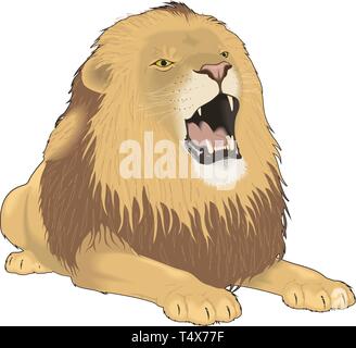 Lion Roaring Vector Illustration Stock Vector
