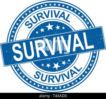 blue survival web rubber stamp with stars Stock Vector