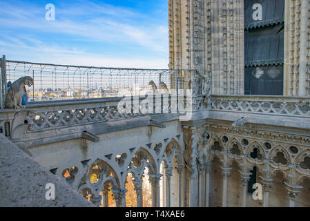 The walkway at the top of Notre Dame, Paris, France Stock Photo