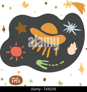 Hand drawn Space Doodle cosmos illustration set Stock Vector Image ...
