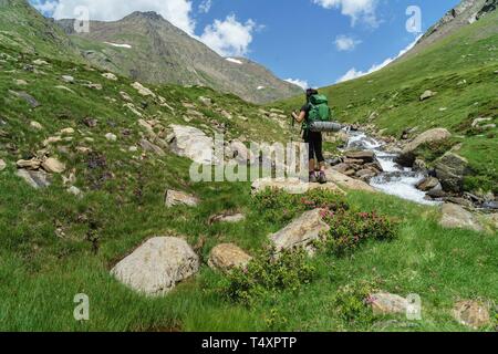 senda al Puerto de La Pez, Valle de Gistau, parque natural Posets-Maladeta, Huesca, cordillera de los Pirineos, Spain. Stock Photo