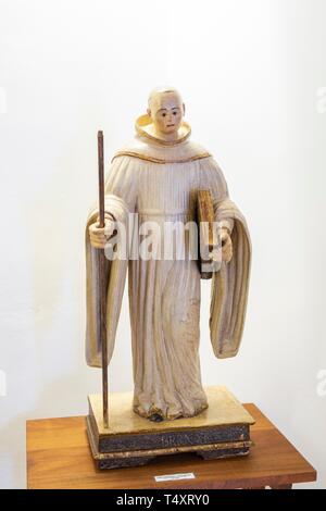 Sant Bernat, talla de madera policromada, obra de Pere-Joan Pinya, 1640, museo parroquial, iglesia de Santa Maria la Major, Inca, Mallorca, balearic islands, Spain. Stock Photo