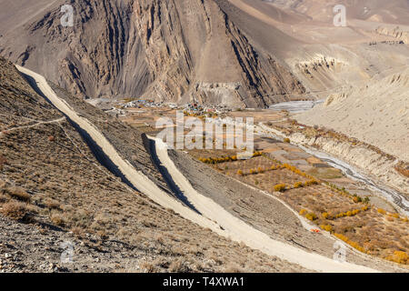 View on the Kagbeni village in the Himalayas, Nepal. Annapurna cirkut trek. Stock Photo