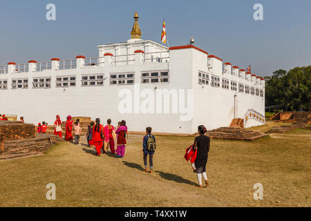 Lumbini, Nepal - November 17, 2016: Maya Devi Temple in Lumbini, Nepal. Lumbini the Birthplace of the Lord Buddha. Stock Photo