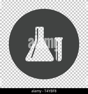 Chemical bulbs icon. Subtract stencil design on tranparency grid. Vector illustration. Stock Vector