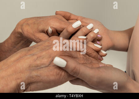 Close up of an aged womans hands Stock Photo