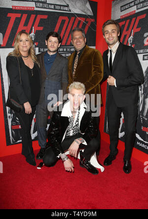 Premiere Of Netflix's 'The Dirt'  Featuring: Machine Gun Kelly, Douglas Booth, Iwan Rheon, Jeff Tremaine Where: Hollywood, California, United States When: 18 Mar 2019 Credit: FayesVision/WENN.com Stock Photo