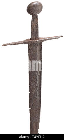 A German medieval sword circa 1300. The upper portion of the blade ...