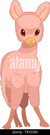 Llama cartoon alpaca. Lama animal vector isolated illustration. Cute funny hand drawn art. Design for card, sticker , fabric textile, t shirt Stock Vector