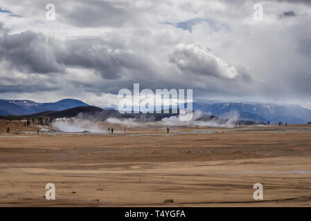 Hverir boiling mud area also called Hverarond near Reykjahlid town in the north of Iceland Stock Photo