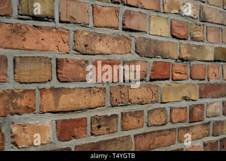 brick wall background - brick stones perspective, closeup - Stock Photo
