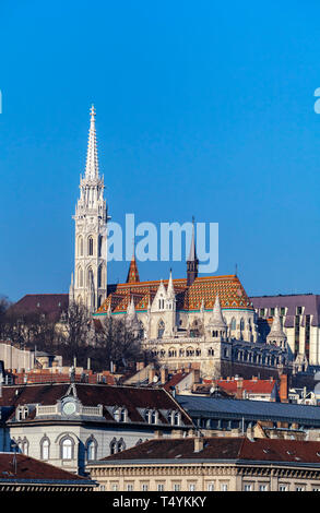 View of Matthias Church and Fisherman's Bastion in Budapest Hungary Stock Photo