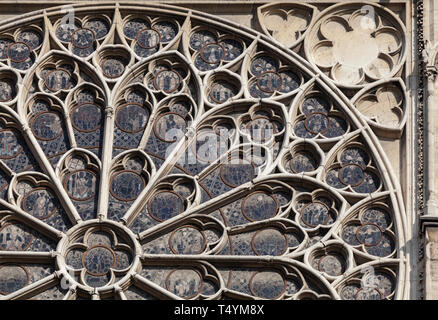 PARIS - OCTOBER 25, 2016: South rose window of Notre Dame cathedral Stock Photo