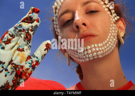 Merida, Venezuela - July 6, 2017: Close creative snap of an unknown female model. Stock Photo