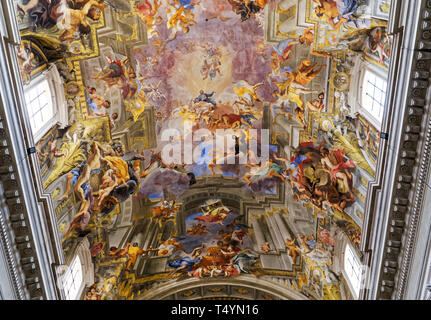 Sant' Ignazio Rome Italy - Frescoes on ceiling of a nave depicting the ...