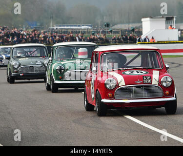 Ron Maydon, Austin Mini Cooper S, Betty Richmond Trophy Final, Mini saloons, 77th Members Meeting, Goodwood, West Sussex, England, April 2019, Autospo Stock Photo