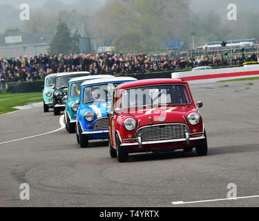 Mark Burnett, Austin Mini Countryman, Betty Richmond Trophy Final, Mini saloons, 77th Members Meeting, Goodwood, West Sussex, England, April 2019, Aut Stock Photo